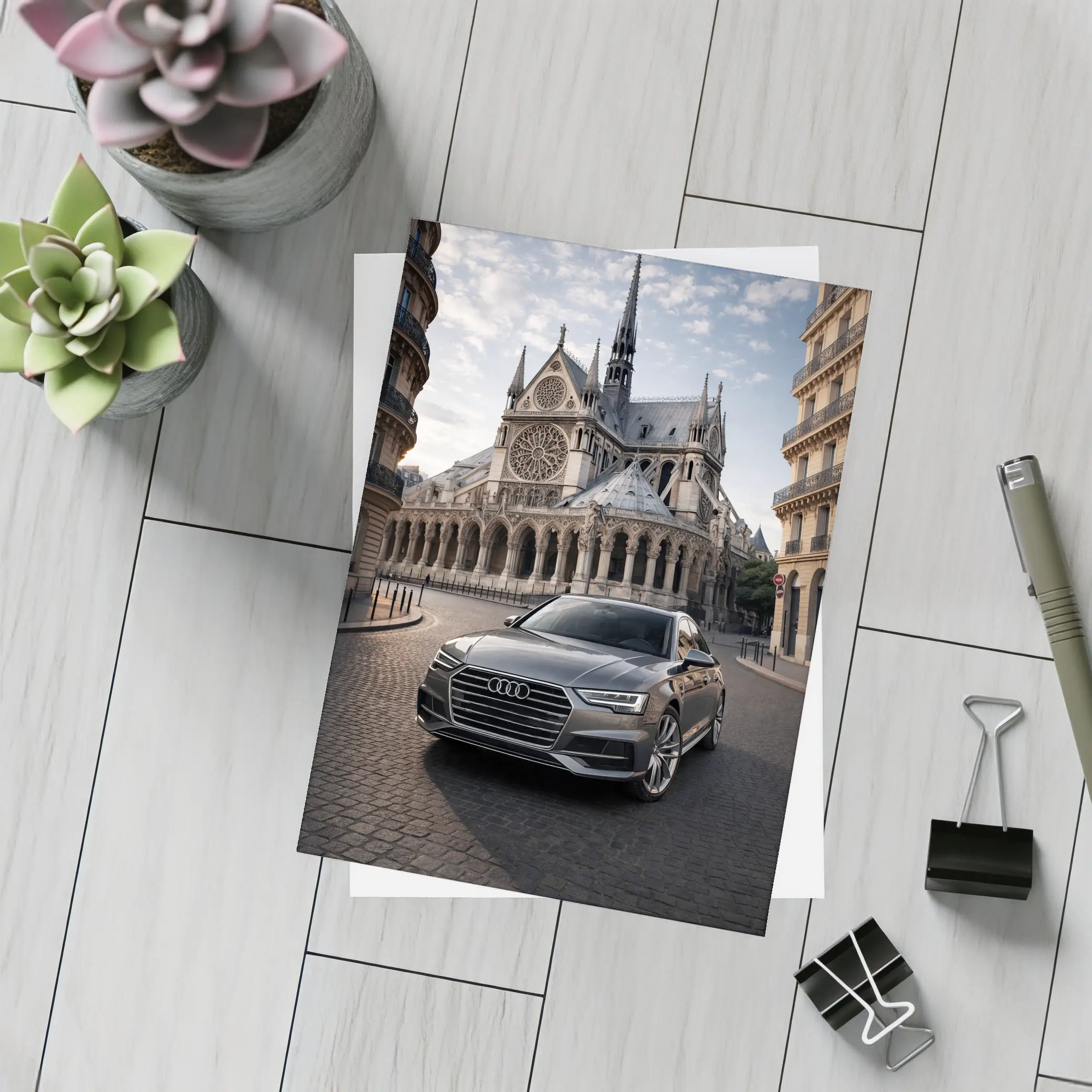 Audi A6 Parked Before Notre Dame Paris – Postcards