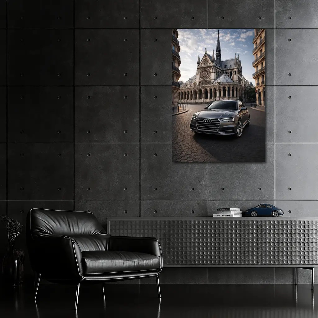 Audi A6 Parked Before Notre Dame Paris – Wall Art