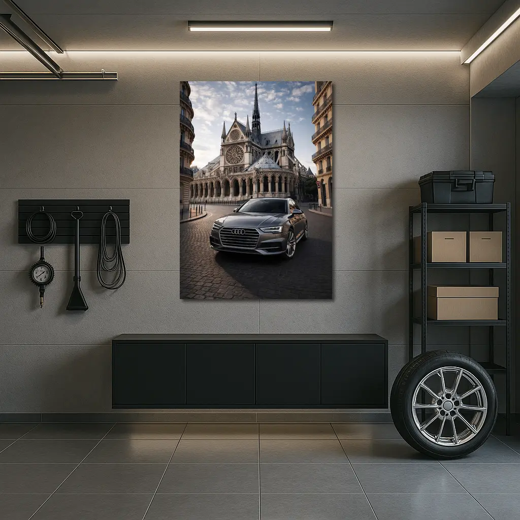 Audi A6 Parked Before Notre Dame Paris – Wall Art