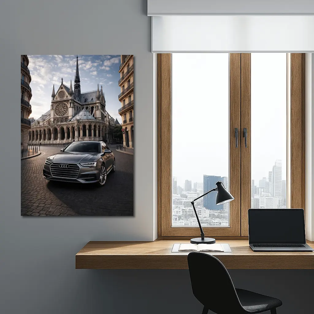 Audi A6 Parked Before Notre Dame Paris – Wall Art