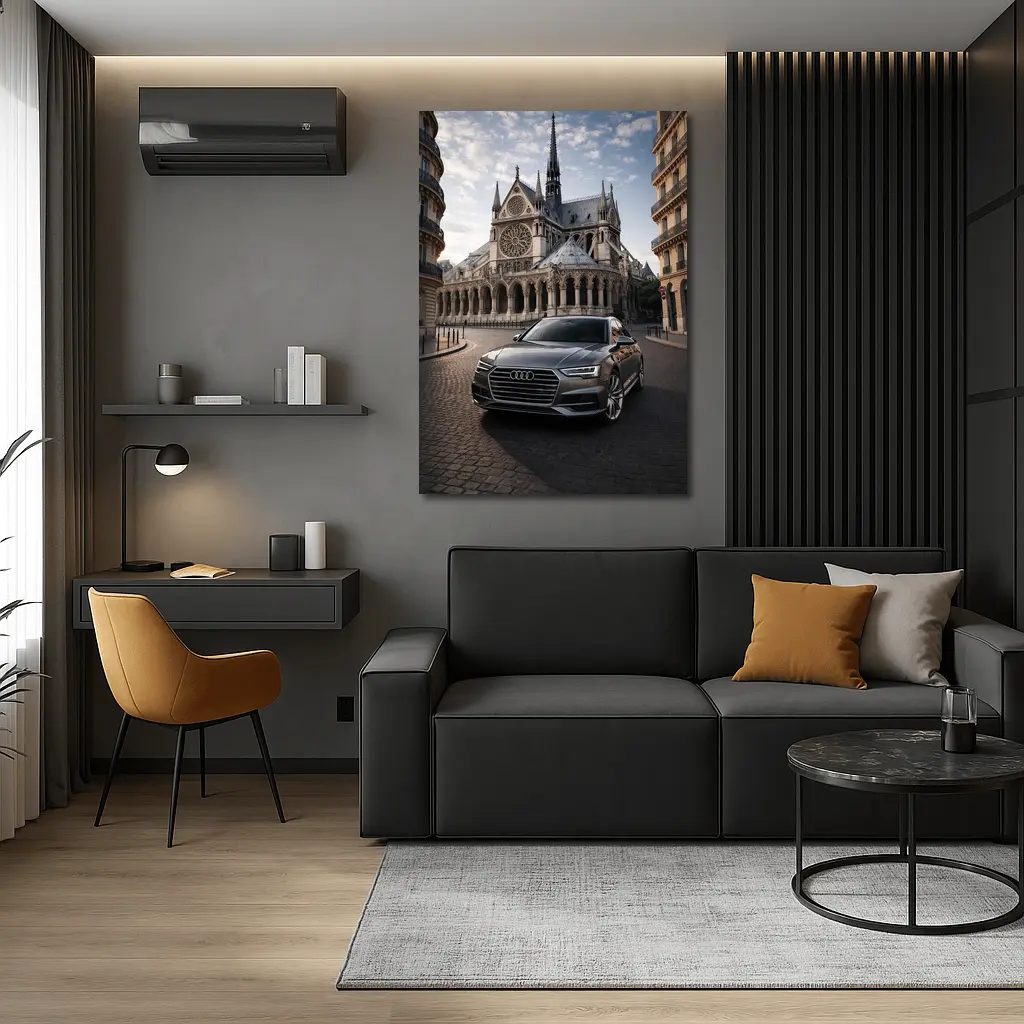 Audi A6 Parked Before Notre Dame Paris – Wall Art