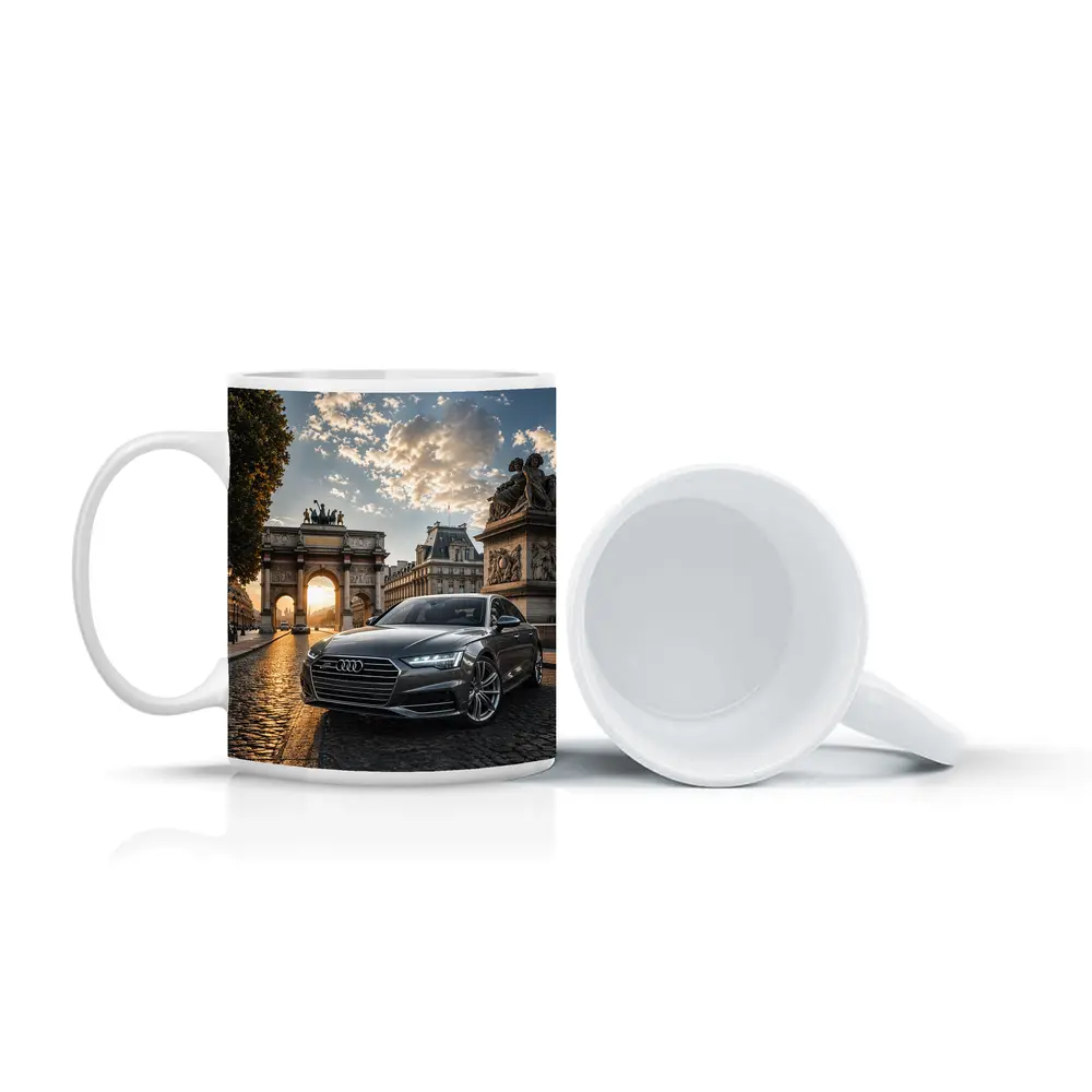 Audi A6 Parked Near Paris Arch – Mugs
