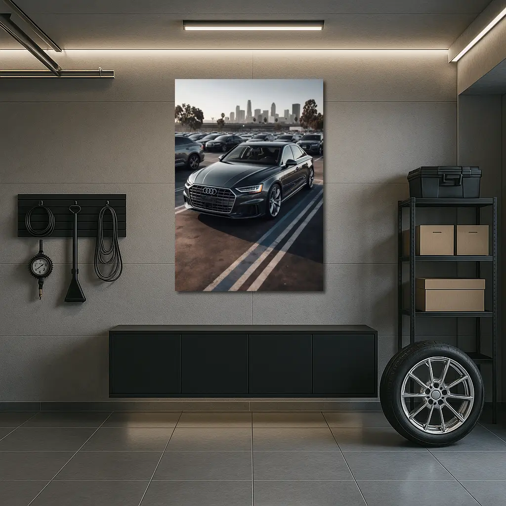 Audi A8 Dark Gray City Parking Lot – Wall Art