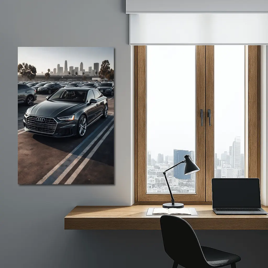 Audi A8 Dark Gray City Parking Lot – Wall Art