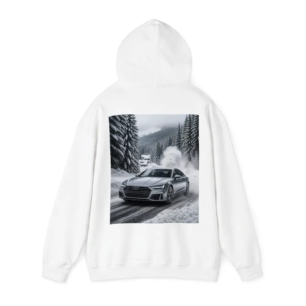Audi A7 Driving Through Snowy Winter Road – Hoodies