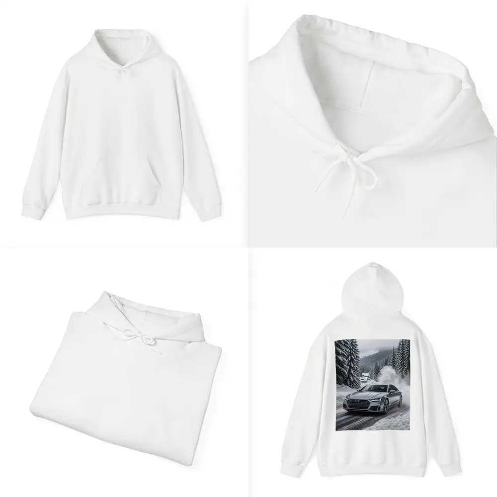 Audi A7 Driving Through Snowy Winter Road – Hoodies