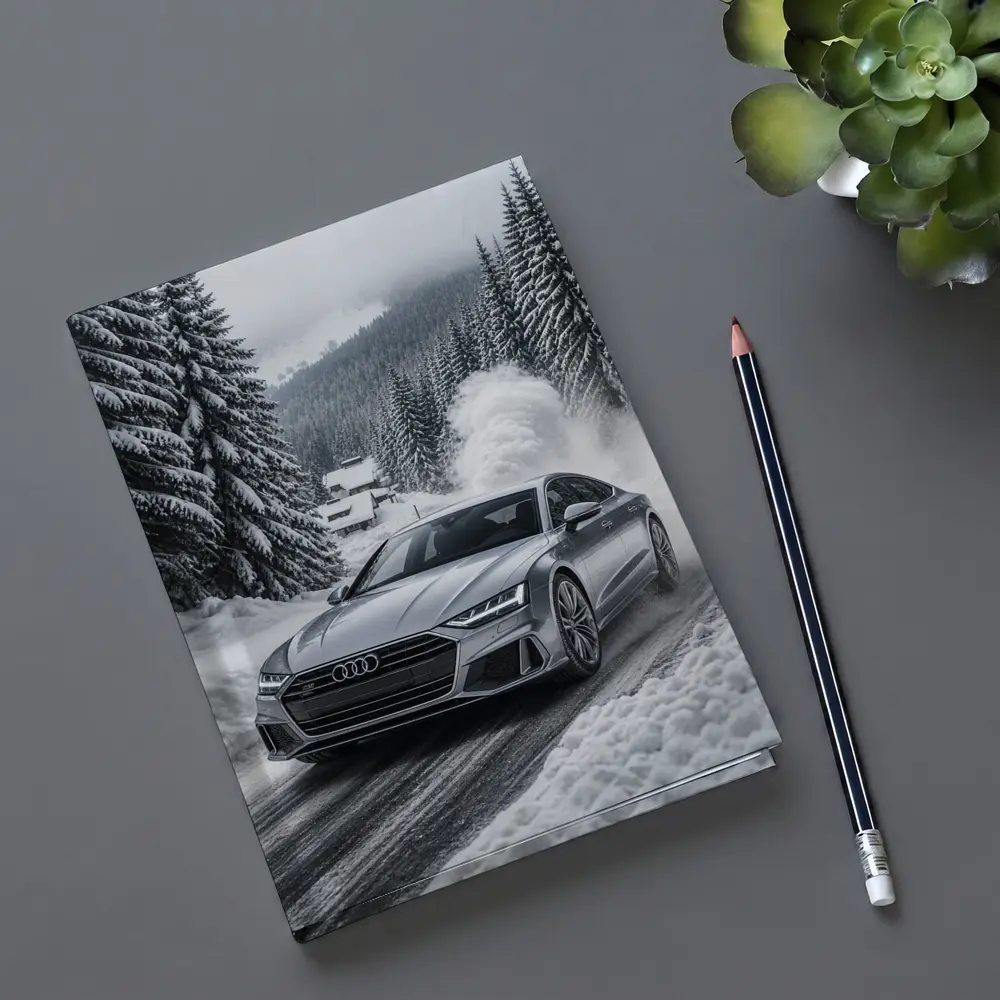 Audi A7 Driving Through Snowy Winter Road – Notebooks