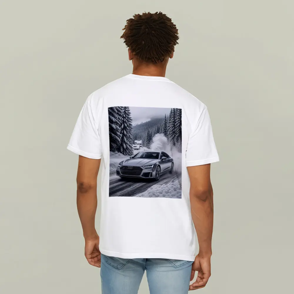 Audi A7 Driving Through Snowy Winter Road – T-Shirts