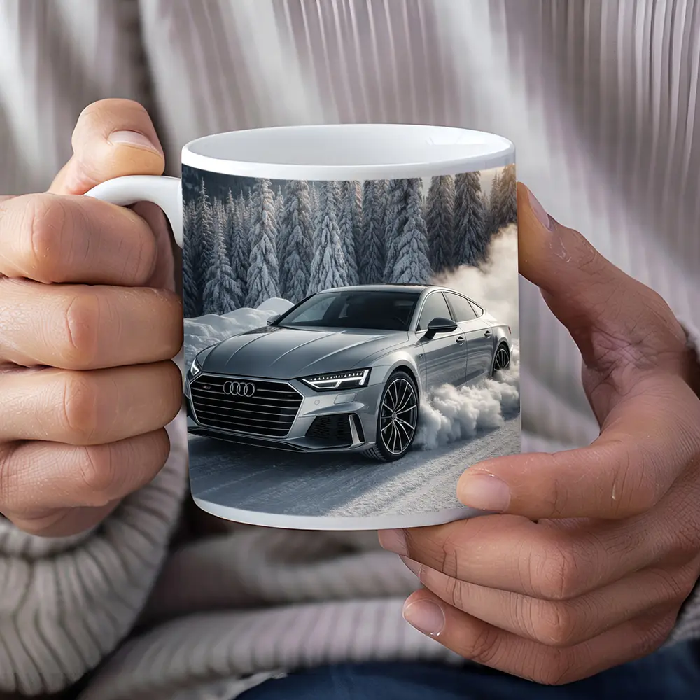 Audi A7 Drifting Through Snowy Winter Road – Mugs