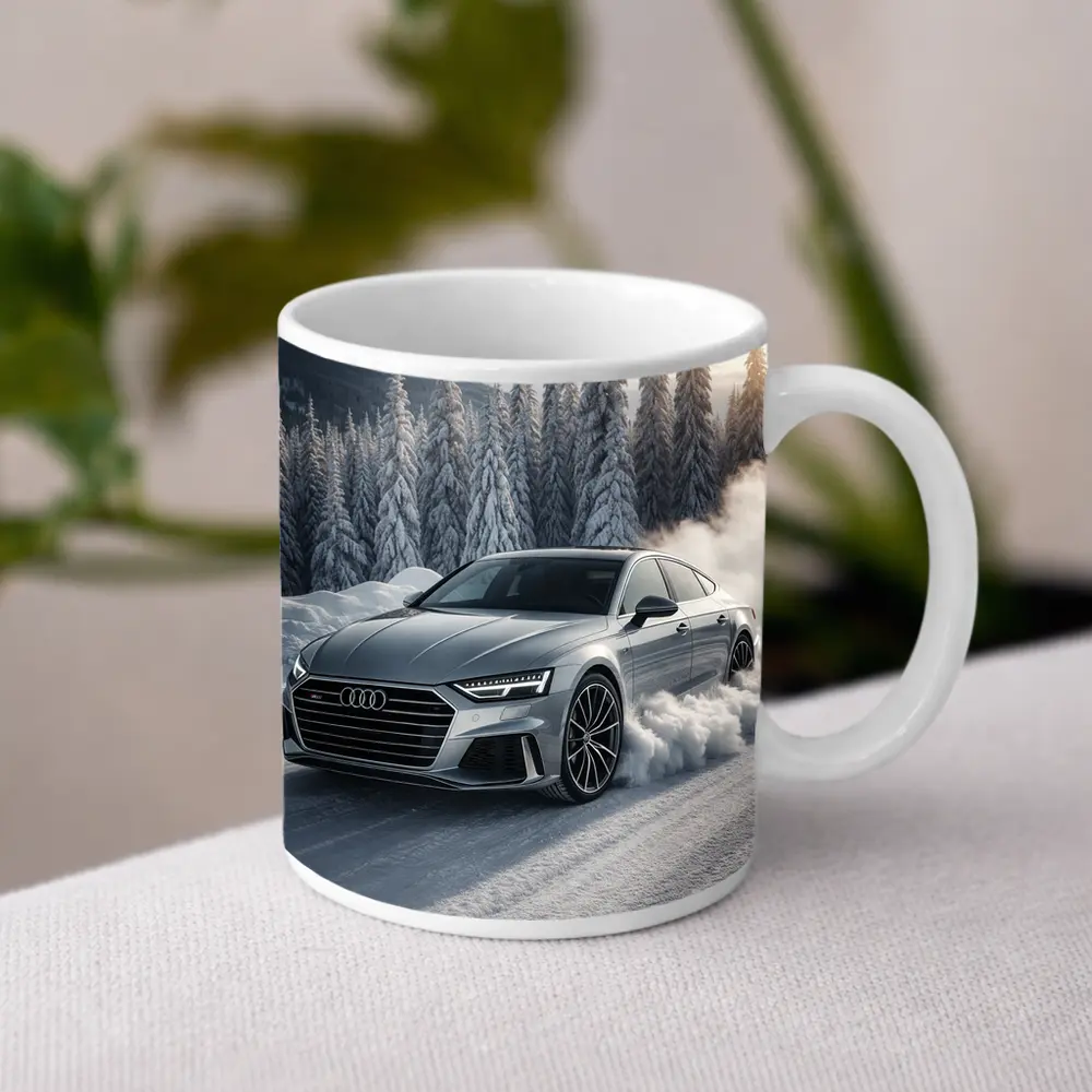 Audi A7 Drifting Through Snowy Winter Road – Mugs