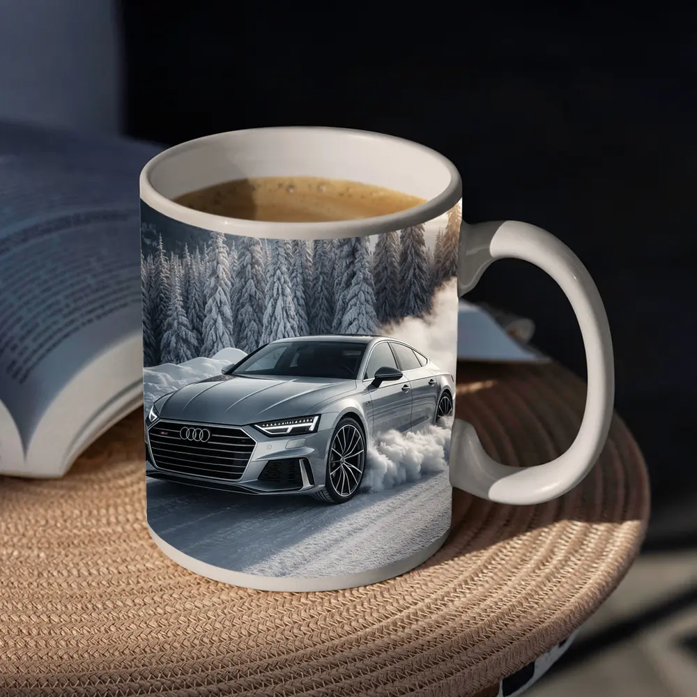 Audi A7 Drifting Through Snowy Winter Road – Mugs