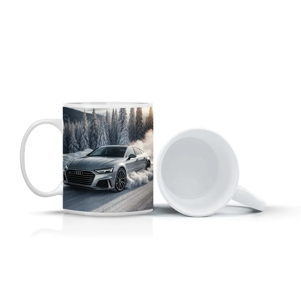 Audi A7 Drifting Through Snowy Winter Road – Mugs