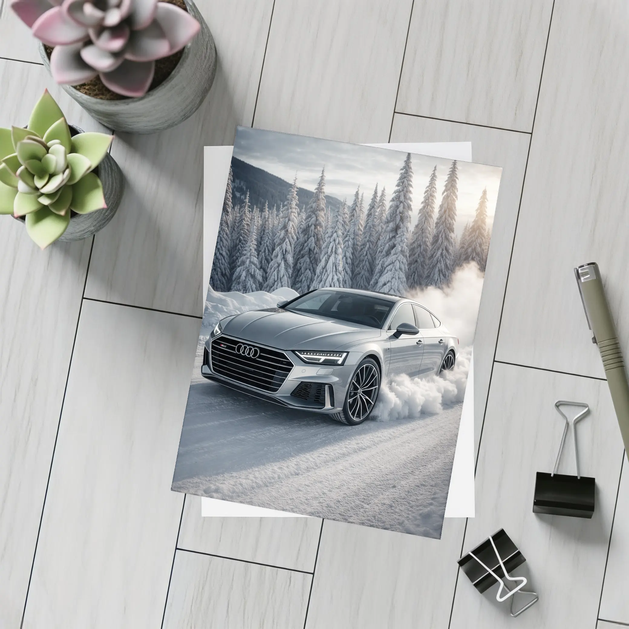 Audi A7 Drifting Through Snowy Winter Road – Postcards