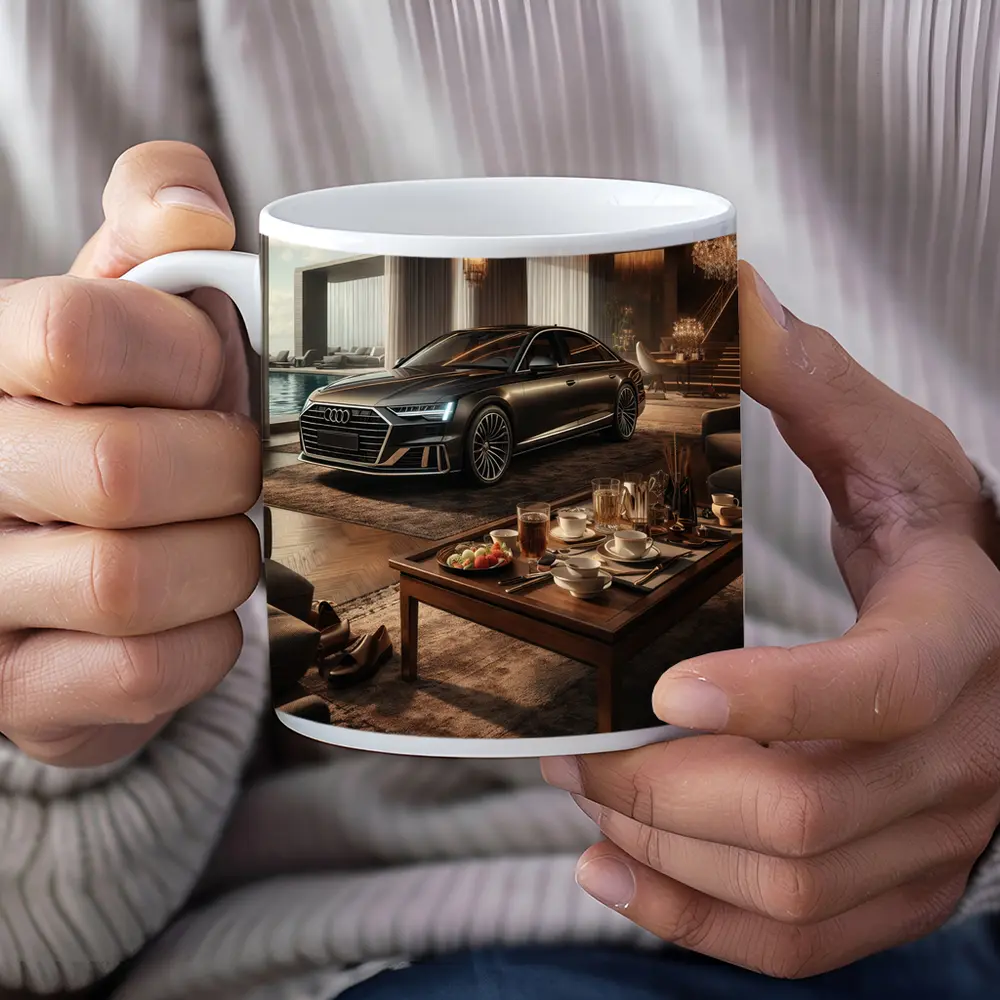 Audi A8 Parked Inside Luxury Living Room – Mugs