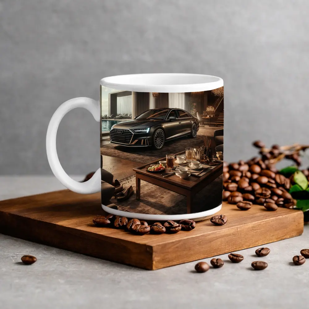 Audi A8 Parked Inside Luxury Living Room – Mugs