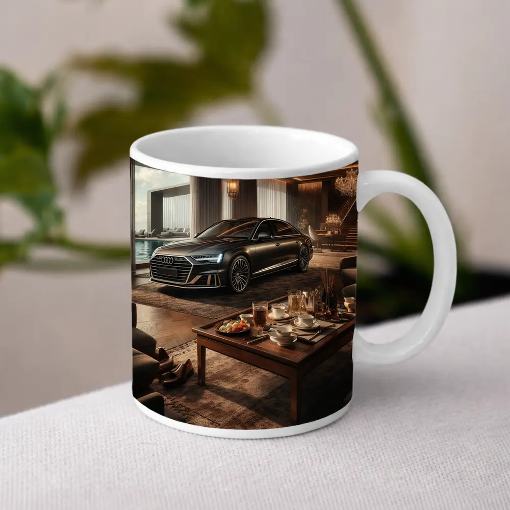 Audi A8 Parked Inside Luxury Living Room – Mugs