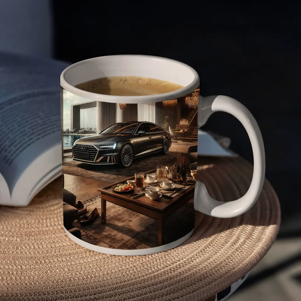 Audi A8 Parked Inside Luxury Living Room – Mugs