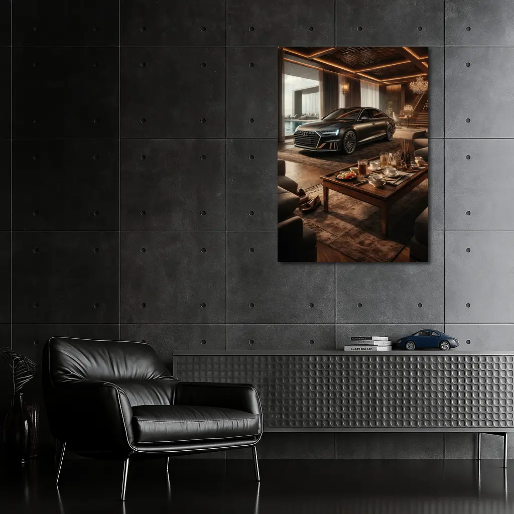 Audi A8 Parked Inside Luxury Living Room – Wall Art