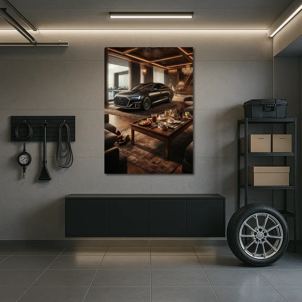 Audi A8 Parked Inside Luxury Living Room – Wall Art