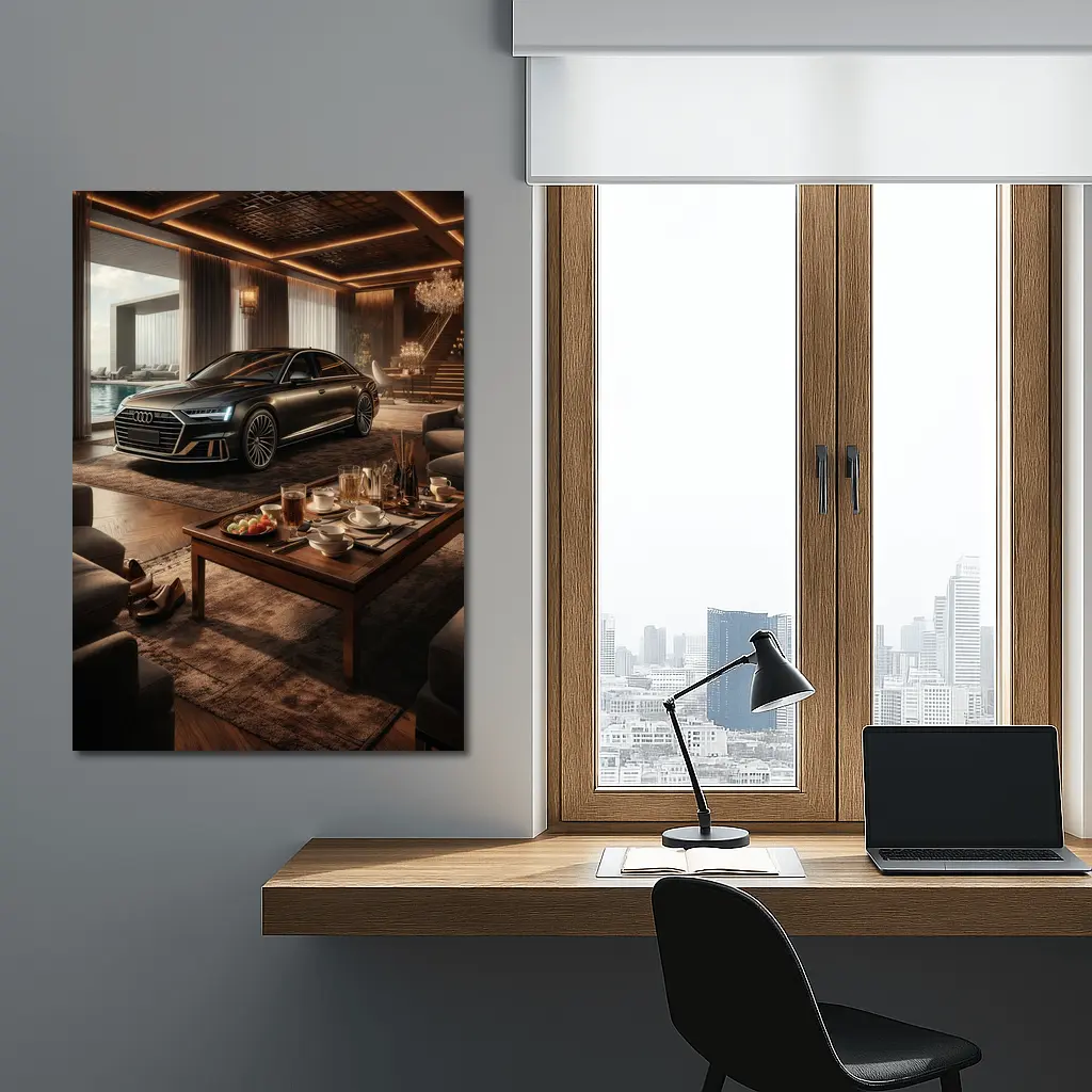 Audi A8 Parked Inside Luxury Living Room – Wall Art