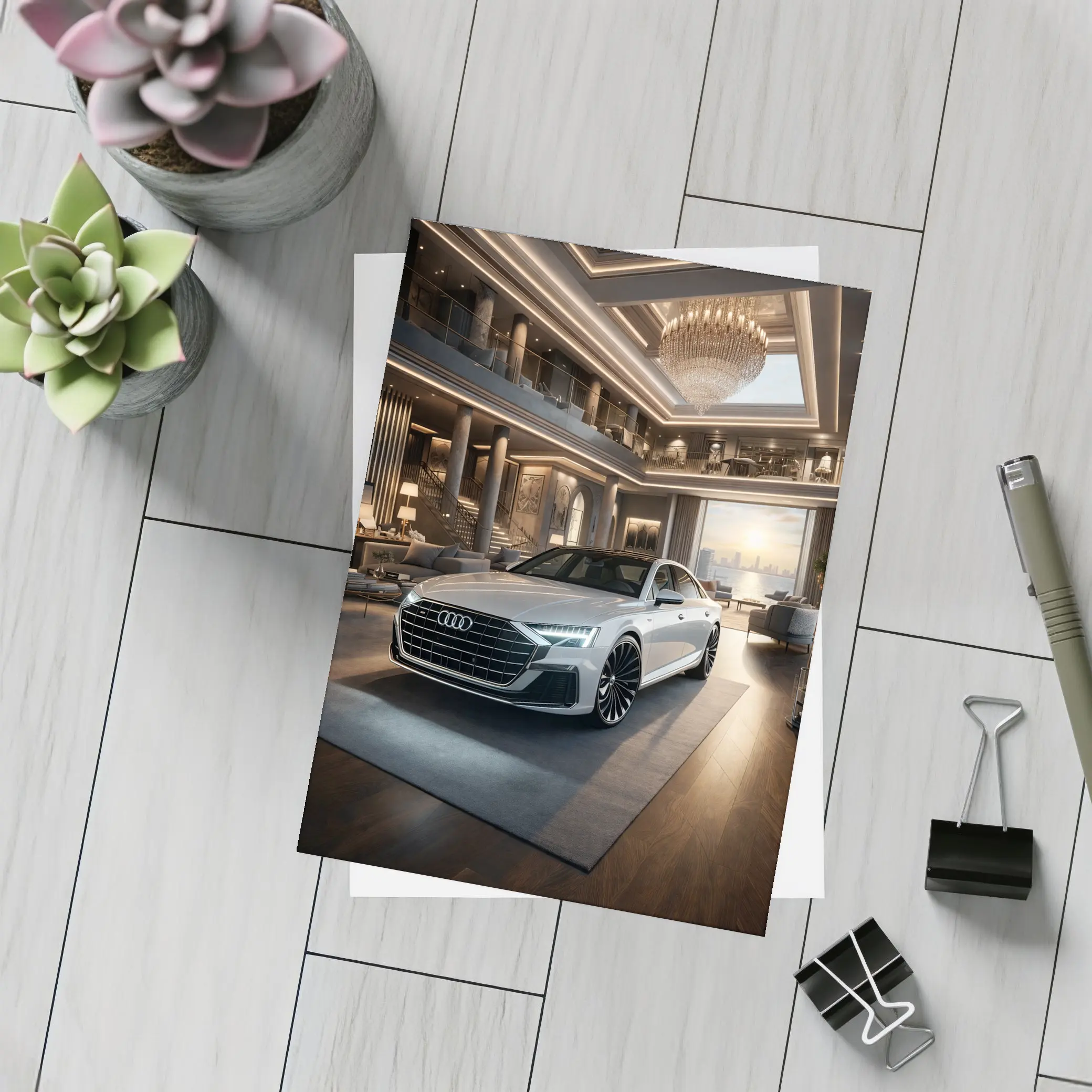 Audi A8 Parked Inside Luxury Penthouse – Postcards