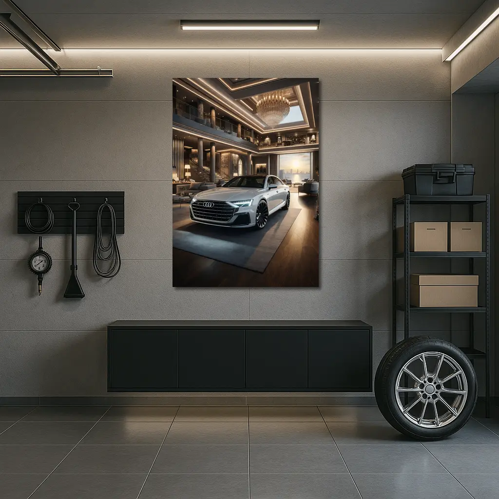 Audi A8 Parked Inside Luxury Penthouse – Wall Art