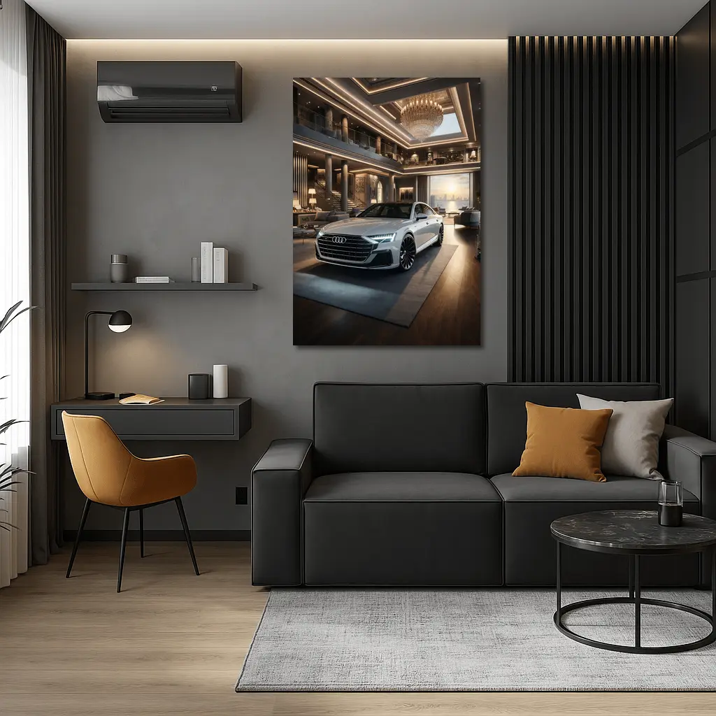 Audi A8 Parked Inside Luxury Penthouse – Wall Art