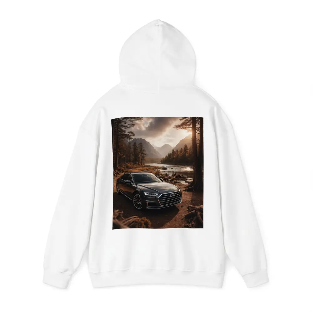 Audi A8 Parked Near Forest River – Hoodies