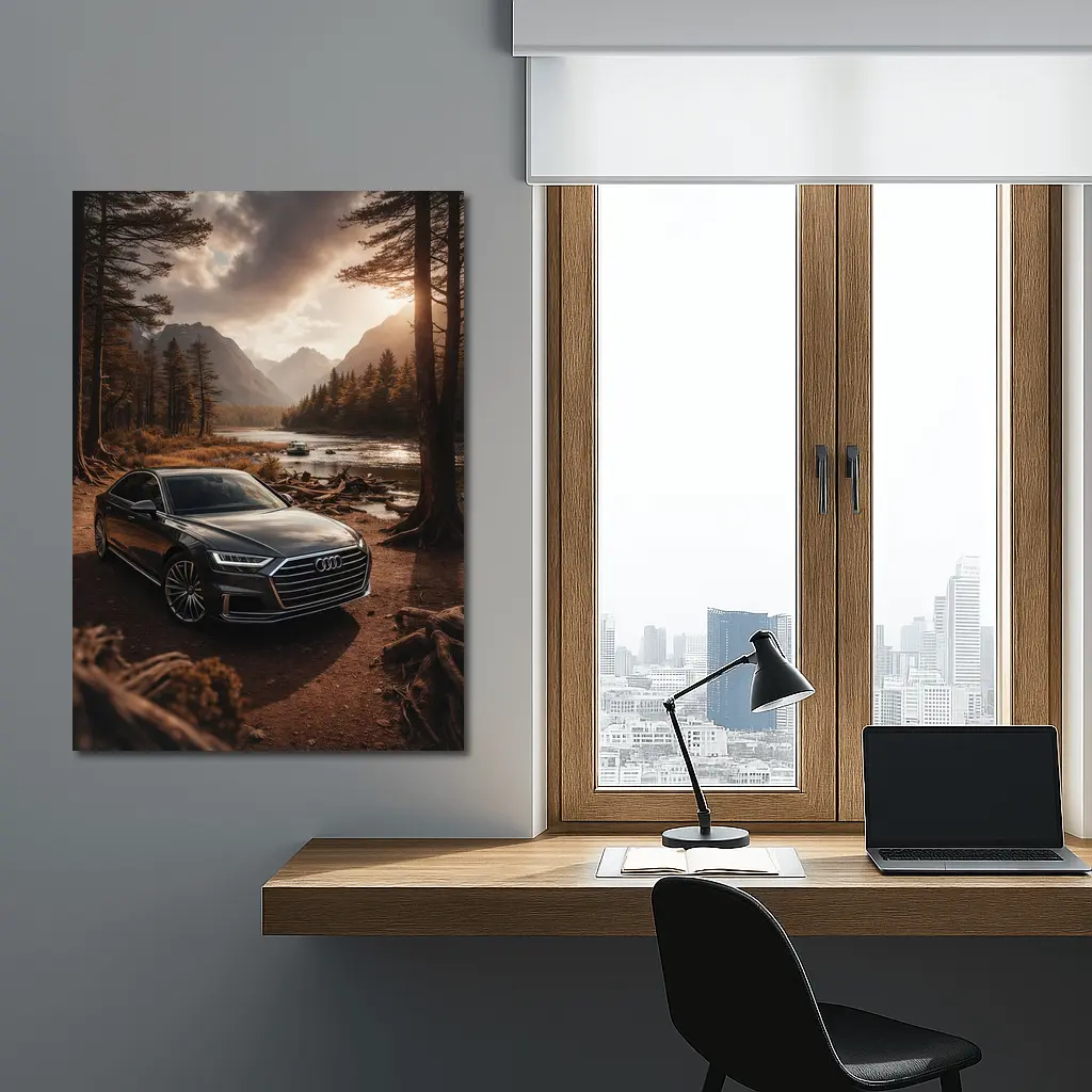 Audi A8 Parked Near Forest River – Wall Art