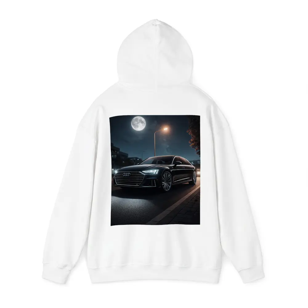Audi A8 Parked Under Night Moonlight – Hoodies