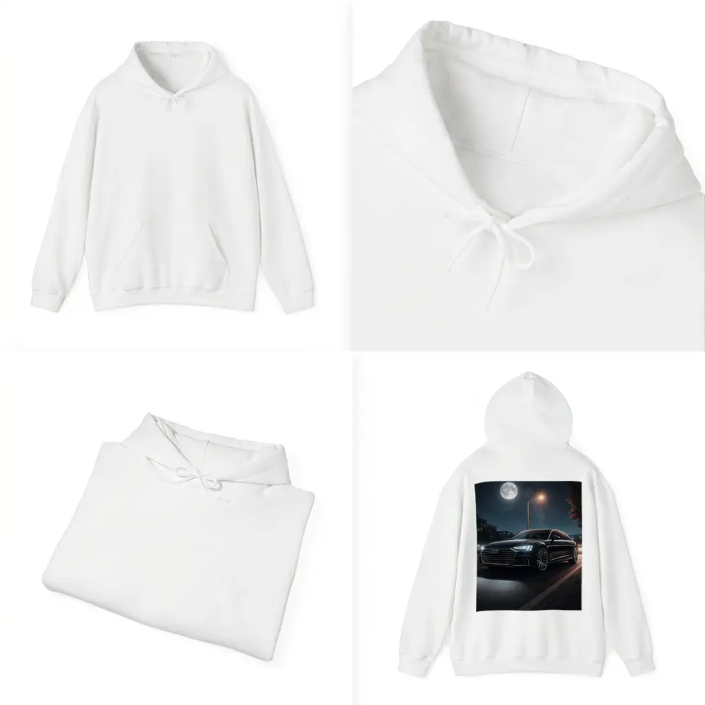 Audi A8 Parked Under Night Moonlight – Hoodies