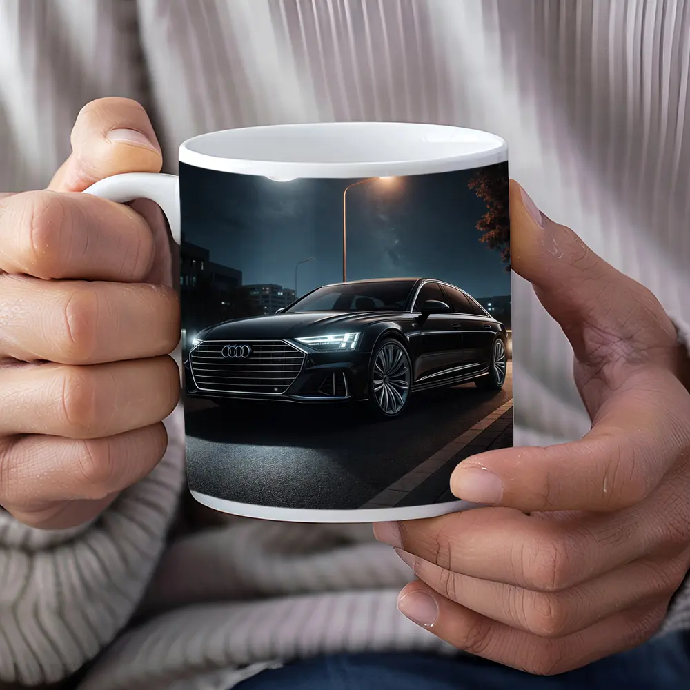 Audi A8 Parked Under Night Moonlight – Mugs