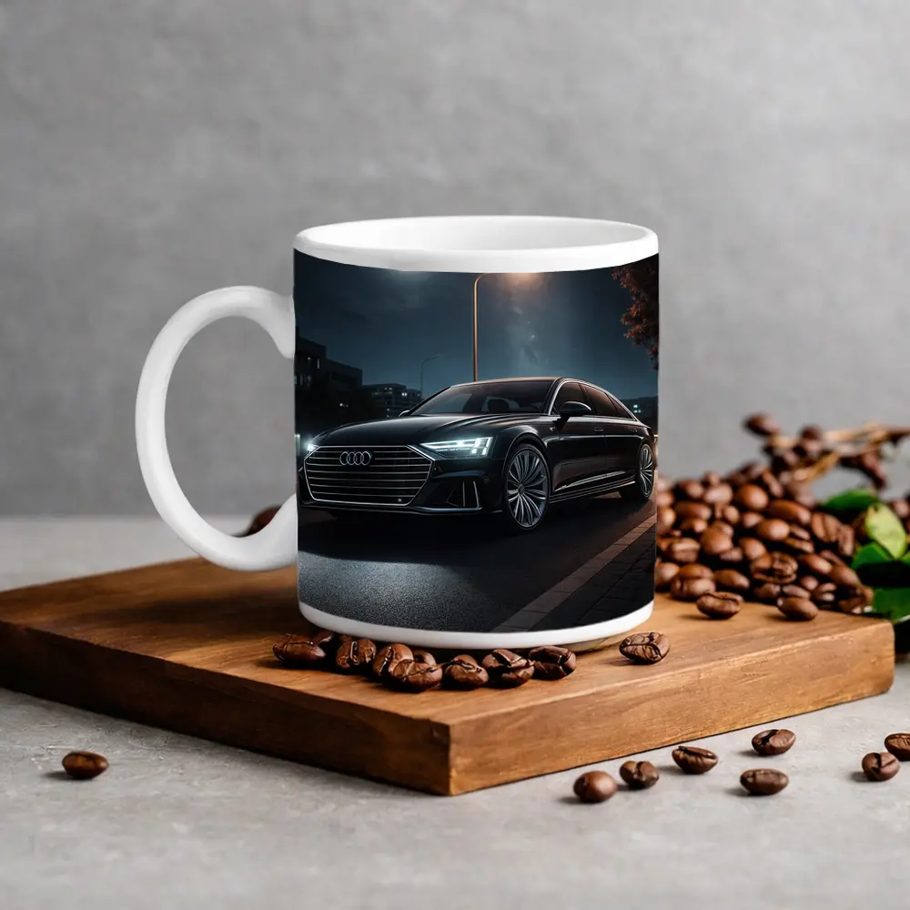 Audi A8 Parked Under Night Moonlight – Mugs