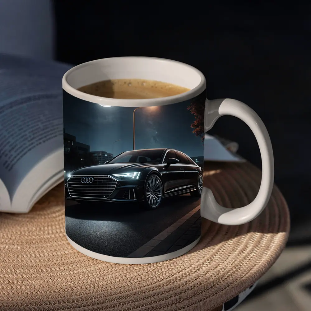 Audi A8 Parked Under Night Moonlight – Mugs