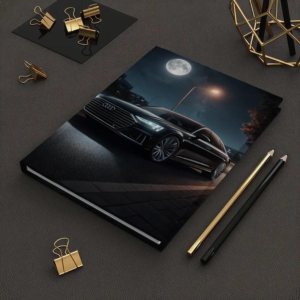 Audi A8 Parked Under Night Moonlight – Notebooks