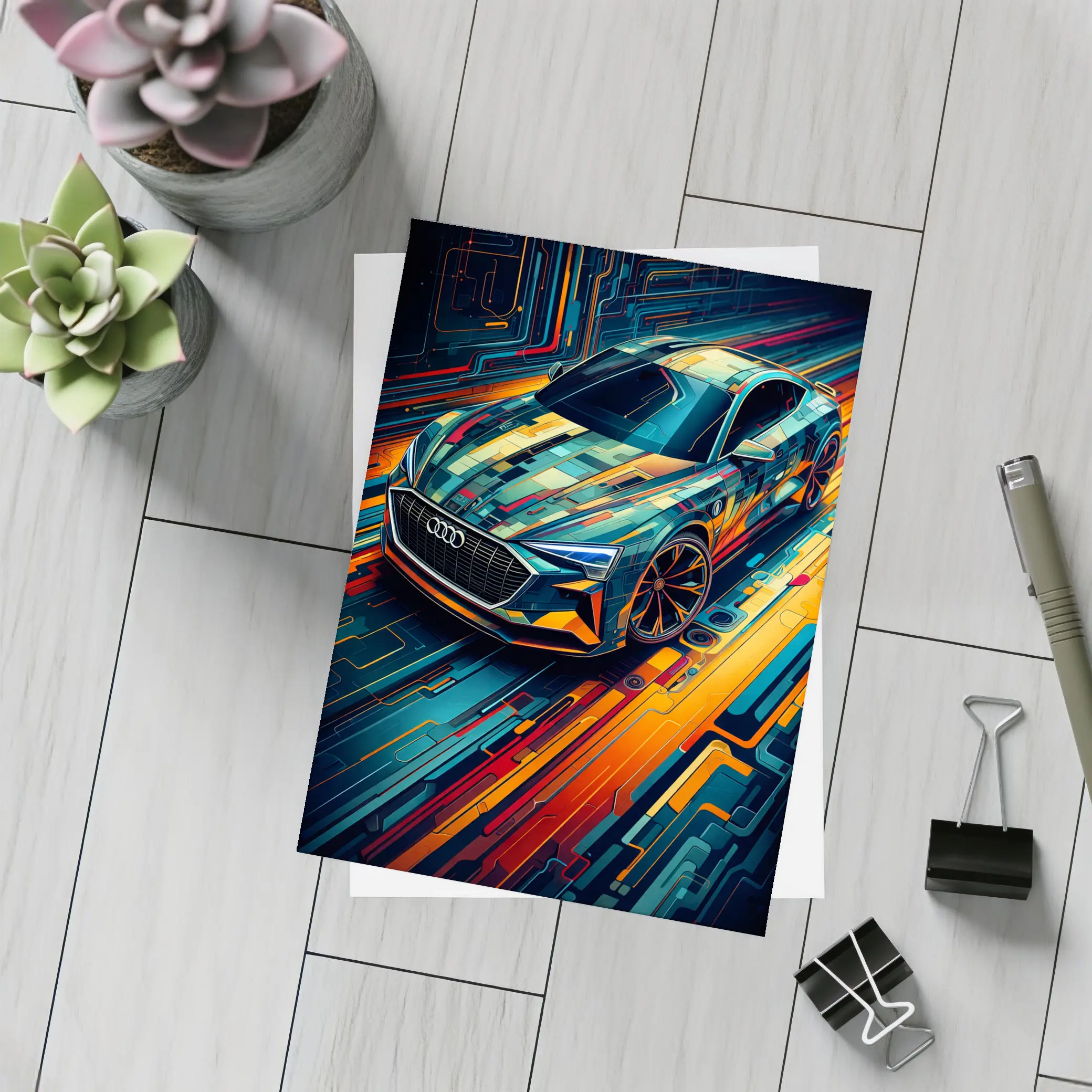 Audi E-Tron GT Futuristic Circuit Art – Postcards