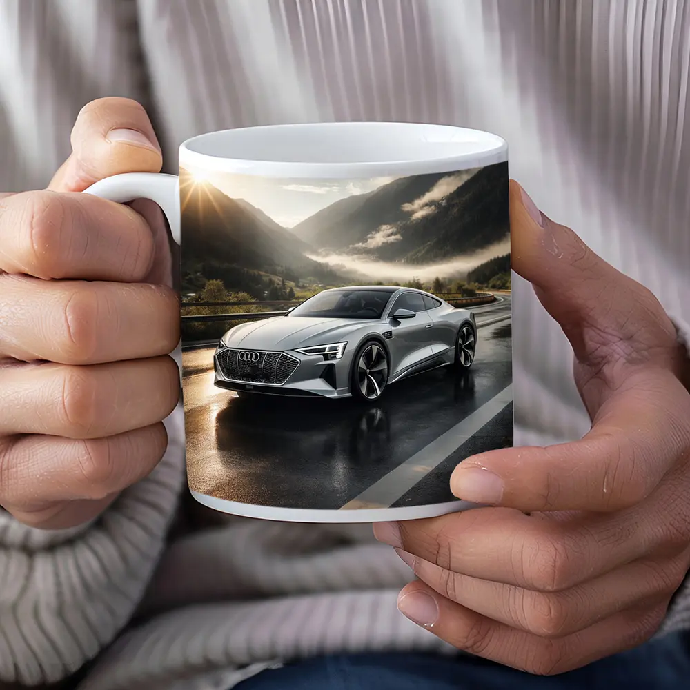 Audi E-Tron GT Silver Mountain Road – Mugs