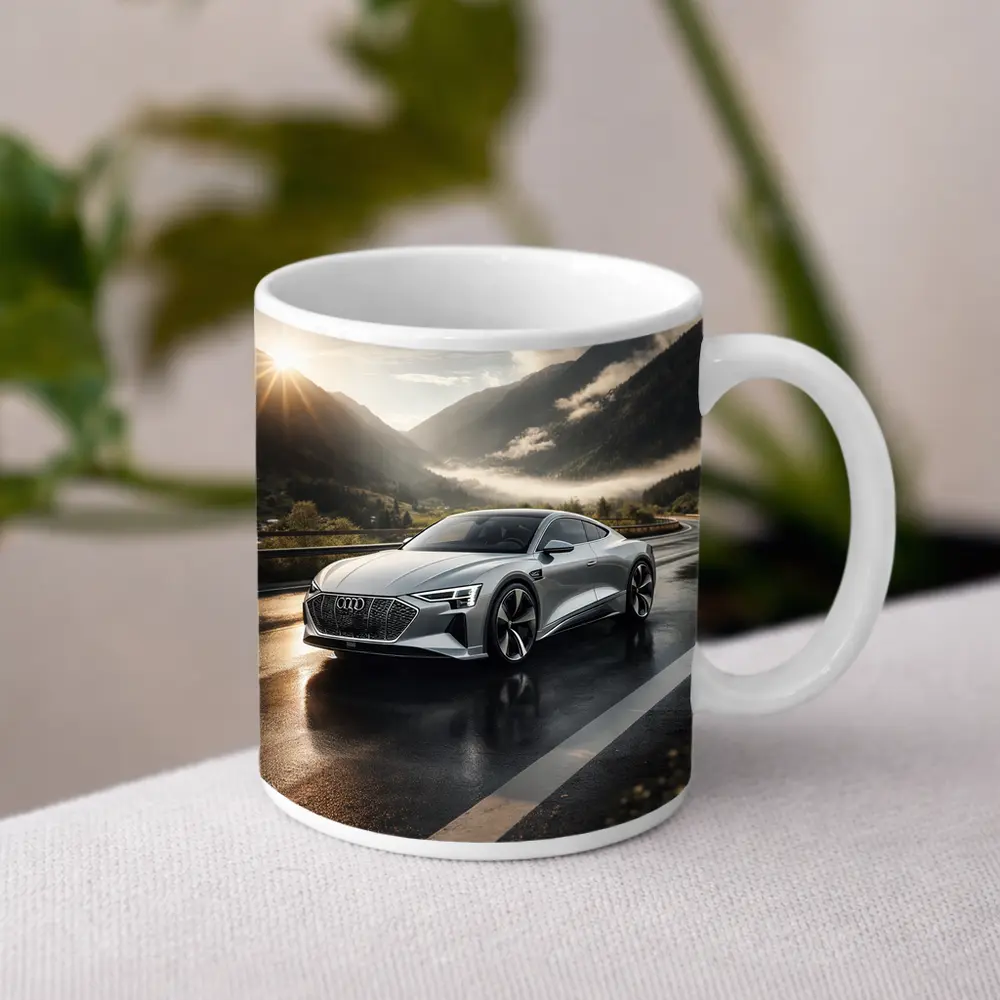 Audi E-Tron GT Silver Mountain Road – Mugs