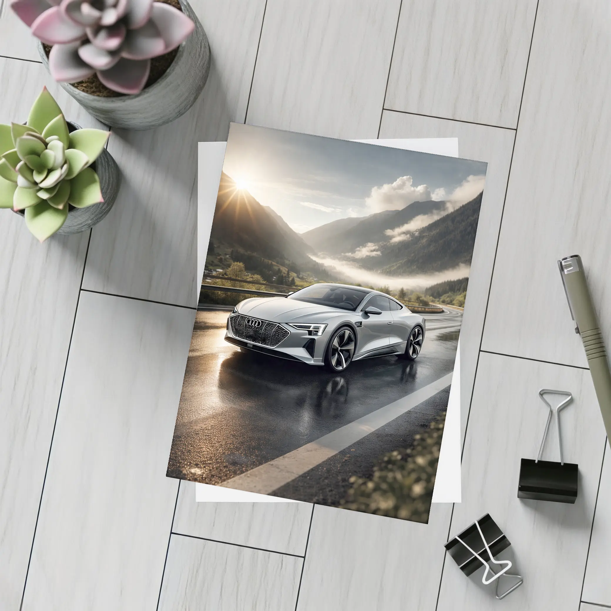 Audi E-Tron GT Silver Mountain Road – Postcards