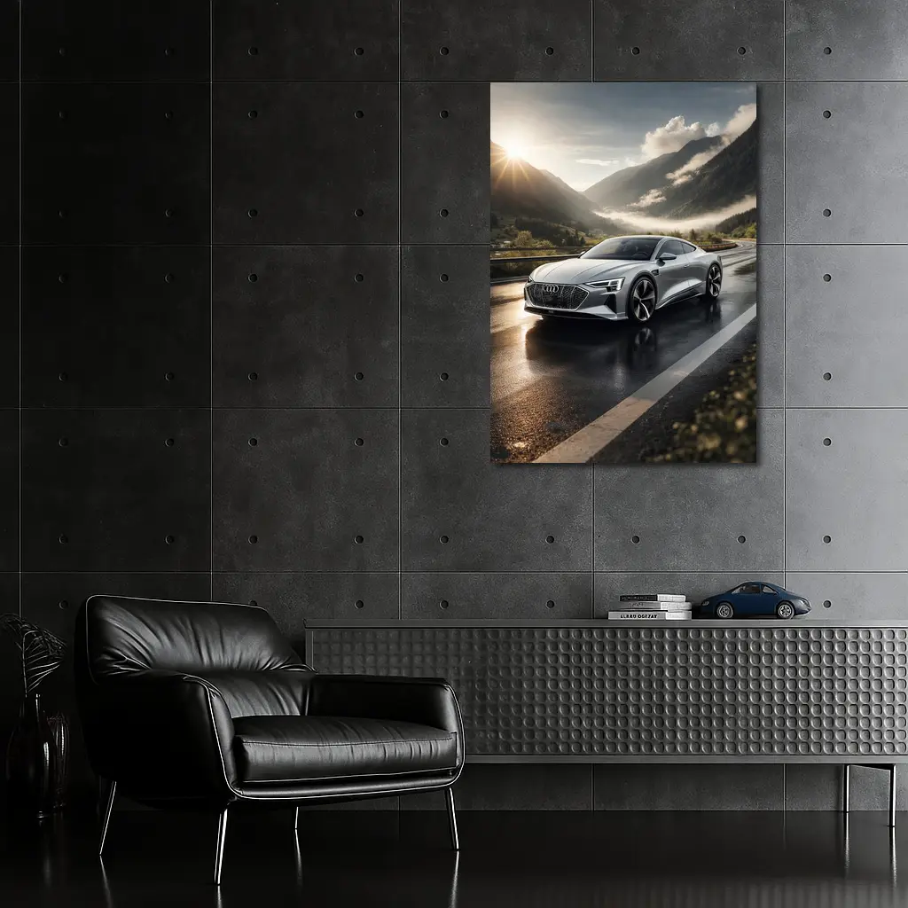 Audi E-Tron GT Silver Mountain Road – Wall Art