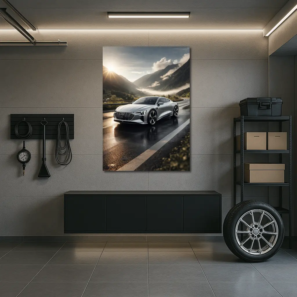Audi E-Tron GT Silver Mountain Road – Wall Art