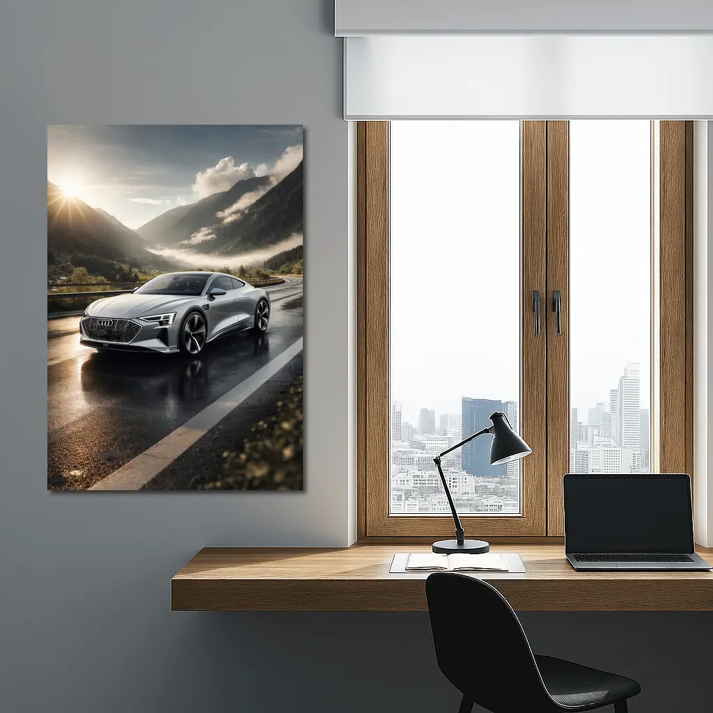 Audi E-Tron GT Silver Mountain Road – Wall Art