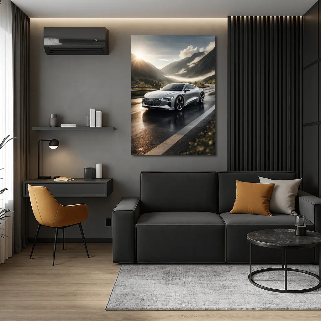 Audi E-Tron GT Silver Mountain Road – Wall Art
