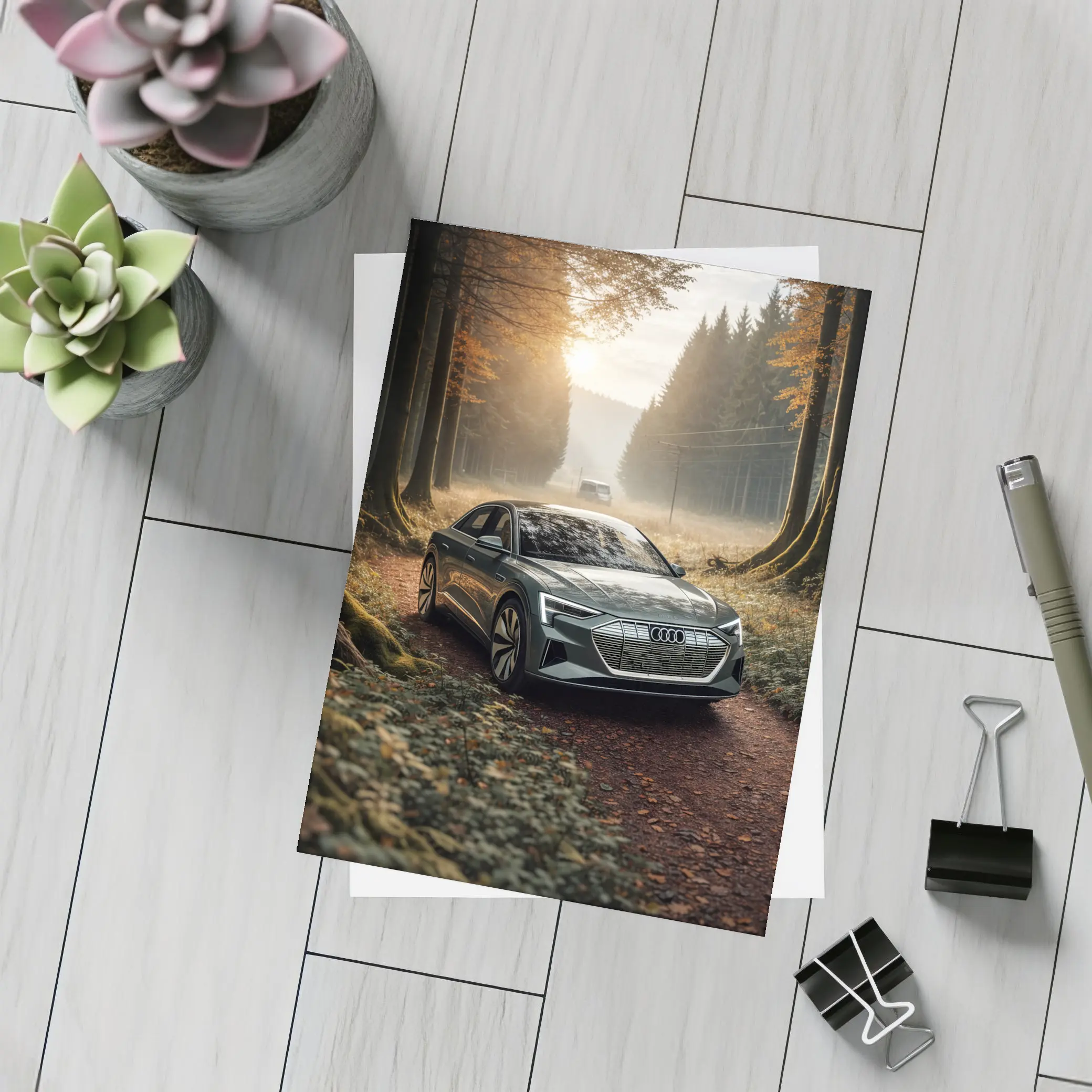 Audi E Tron Forest Road Morning Light – Postcards
