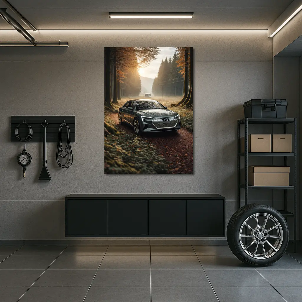 Audi E Tron Forest Road Morning Light – Wall Art