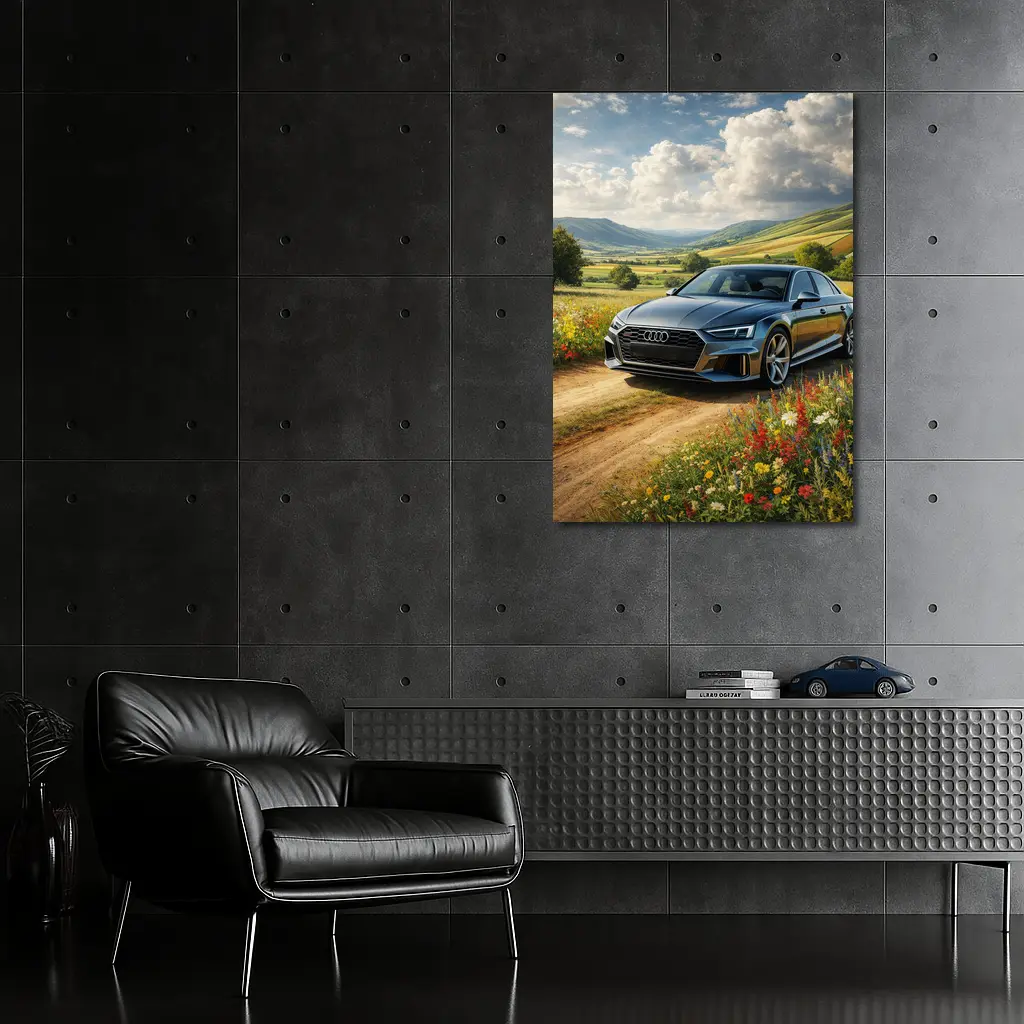 Audi A8 Sedan Countryside Wildflower Field – Wall Art