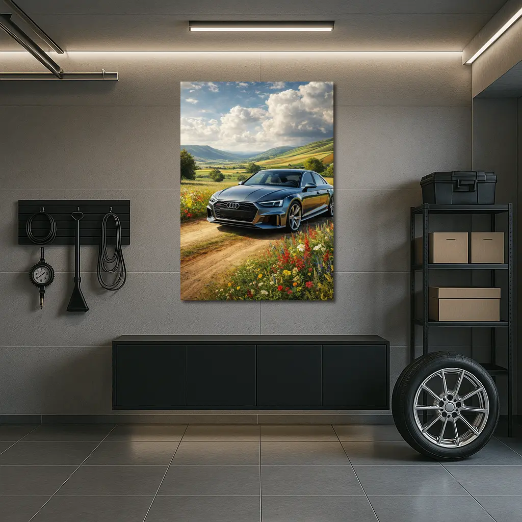 Audi A8 Sedan Countryside Wildflower Field – Wall Art