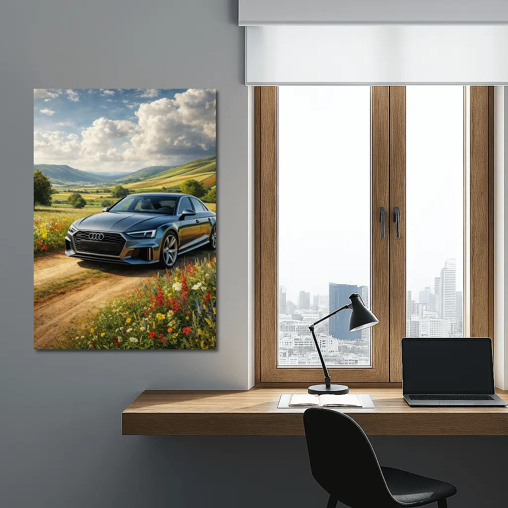 Audi A8 Sedan Countryside Wildflower Field – Wall Art
