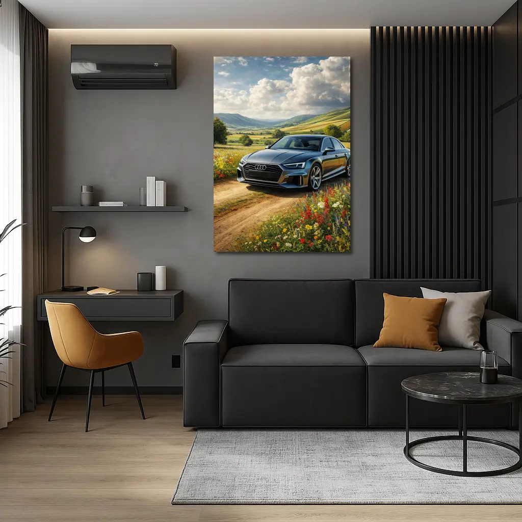 Audi A8 Sedan Countryside Wildflower Field – Wall Art