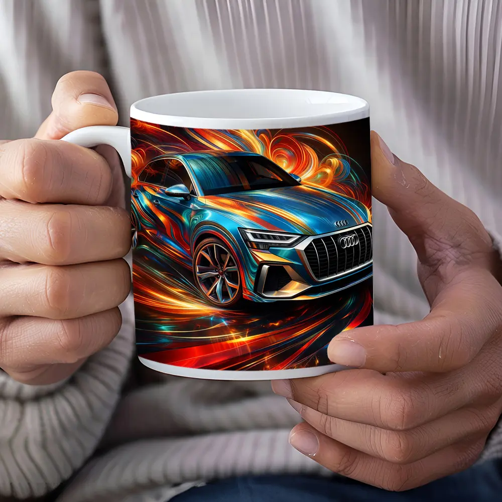 Audi Q8 Dynamic Abstract Swirling Flames Art – Mugs